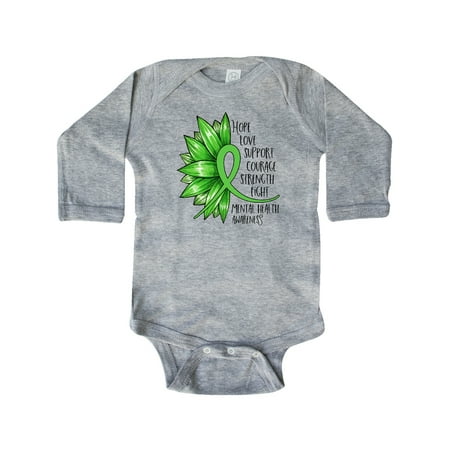

Inktastic Mental Health Awareness Green Sunflower Ribbon Gift Baby Boy or Baby Girl Long Sleeve Bodysuit