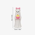 thumbnail image 2 of XHKUYI Halloween Ghost Figurine 3.15 inch, Resin Pink Bow Ghost Statue Holding Cake, Halloween Tabletop Figurine for Home Shelf Party Display, 2 of 4