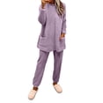 thumbnail image 2 of MEICHEN Pajamas Set for Women Women's Fall and Winter Pullover Long Sleeve Set Soft Double Fleece with Embossed Design and Cozy Loungewear for Cold Nights Womens Loungewear, 2 of 4