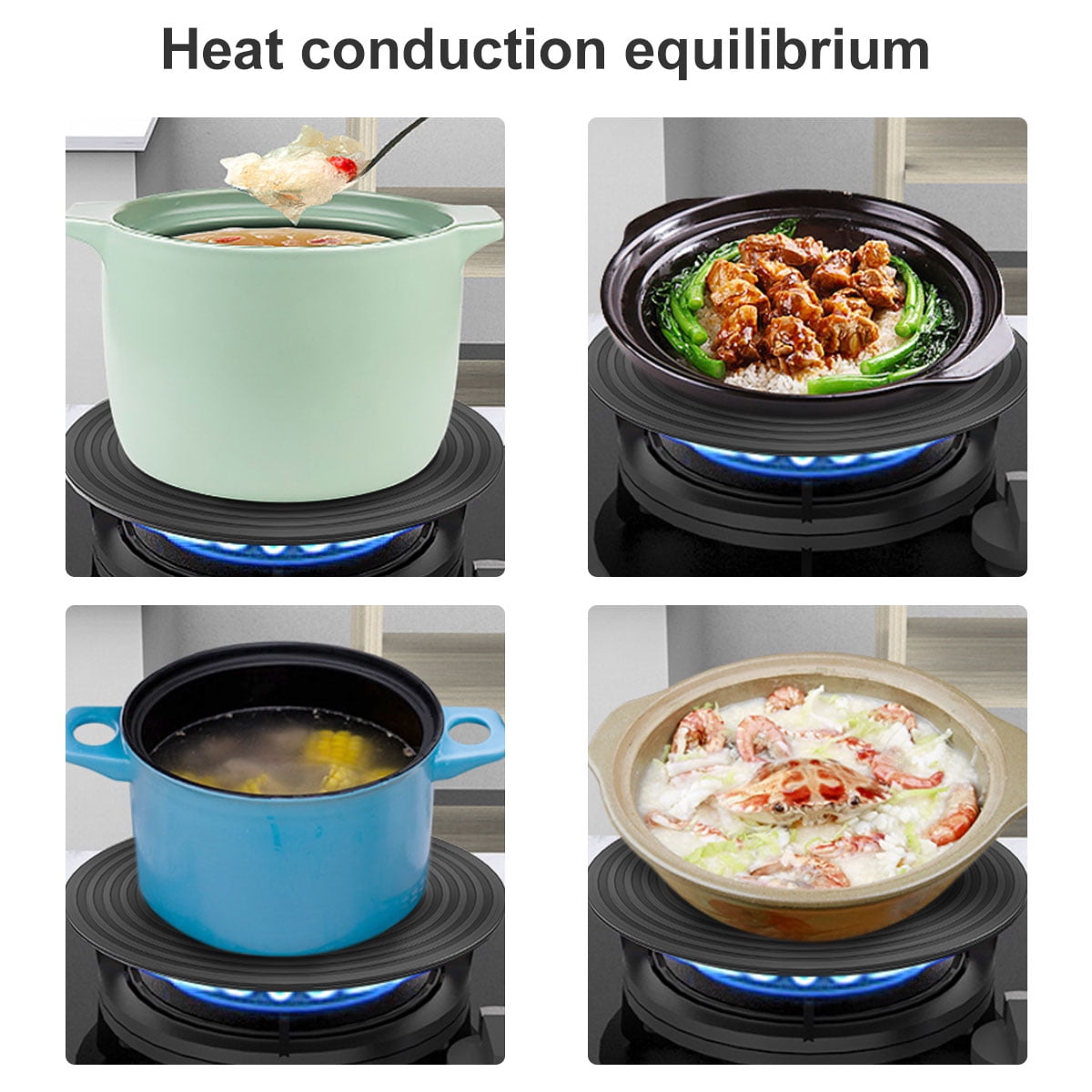 Ghopy Heat Diffuser for Gas Stove,Stainless Steel Non Stick Kitchen Heat Diffuser Plate,Double-Sided Non-Slip Diffuser Platefor Electric Gas Stove Cooking Induction Adapter Hob Ring Plate,9.4in