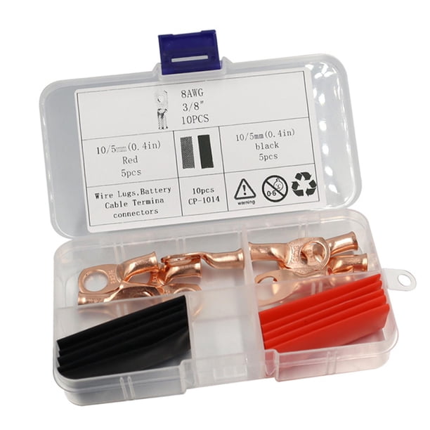 Terminales de alambre de cobre AWG, conectores de terminales con tubo termorretráctil, para caja de distribución, vehículos, aplicaciones marinas en e AWG8 3 8 Macarena Terminales de cable