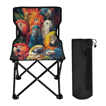 BZSMCE Camping Chairs Modern Rainbow Of Parrots Pattern Folding chair