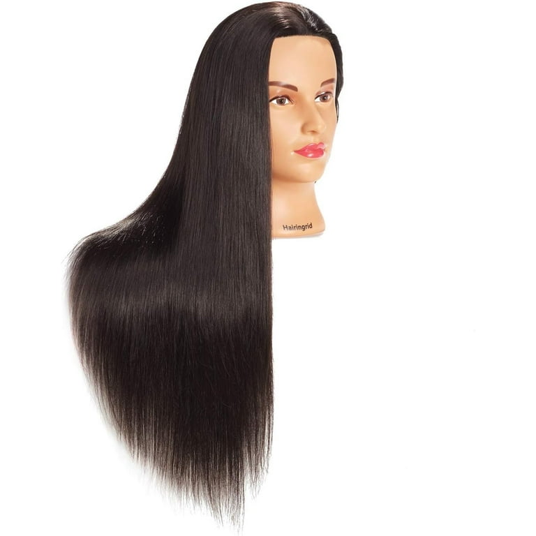 Training head 22 Mannequin Head With 100% Human Hair Hairdressing Training  Head Cosmetology Manikin Head Doll Head With Hair Clamp Holder
