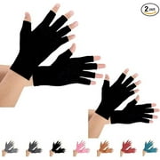 2 Pairs Arthritis Gloves, Compression Gloves Support and Warmth for Hands, Finger Joint, Relieve Pain from Rheumatoid, Osteoarthritis, RSI, Carpal Tunnel, Tendonitis (Large (2 Pair), Pure Black)