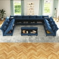 thumbnail image 4 of NYBOPAVIS Modular Sectional Sofa, 14 Seat Modular Sectional Sofa with Storage, 25.6" Deep Seat Chenille Sofa Couch for Living Room Blue, 4 of 9