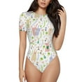 thumbnail image 1 of Fotbe Flower Rabbit Body de Mujer con Cuello Redondo y Mangas Cortas, Sin Mangas Ajustado, Suave, Cómodo y Básico-Medium, 1 of 7