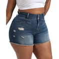 thumbnail image 5 of Gocolloa Women Plus Size Jean Shorts Stretchy 3.5" Sexy Trendy Patch Pocket High Waisted Denim Shorts Deep Blue 14W, 5 of 6