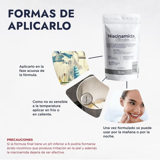 Niacinamida Pura Hebbe Rejuvenecimiento y Cuidado de la Piel 250 g