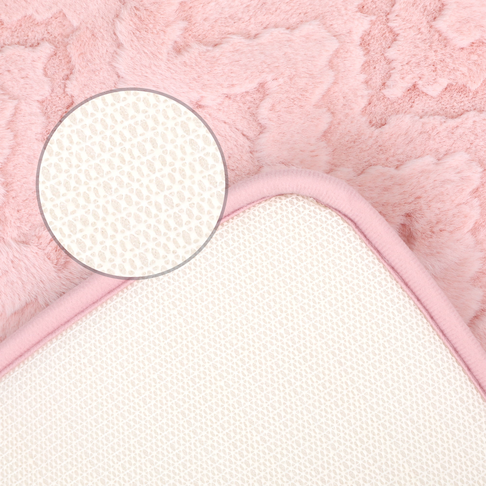 Unique Bargains Bath Mat Absorbent Non-Slip Backing Quick Dry Bath Rugs Pink 20" x 32"