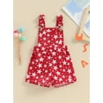 thumbnail image 2 of Bagilaanoe 4th of July Jumpsuit Shorts for Toddler Baby Girl Sleeveless Stars Romper Denim Overalls 6M 12M 18M 24M 3T 4T 5T 6T Kids Short Pants Independence Day Clothes, 2 of 7