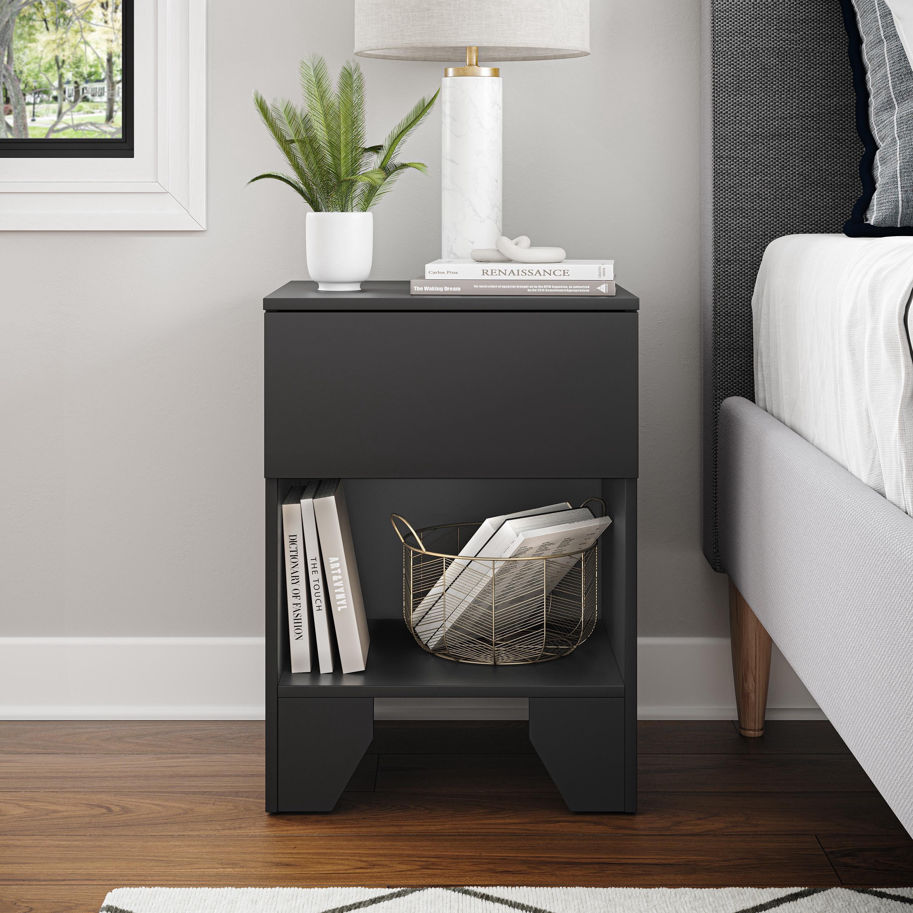Boyd Sleep Anzio Black Nightstand with Smooth Glide Drawer - Bedroom Side Table With Storage