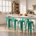 thumbnail image 2 of Devoko 30 Inch Metal Bar Stools Set of 4, Stackable Kitchen Island Bar Stools with Removable Back, Industrial Dining Chairs for Kitchen, Dining Room（Green）, 2 of 7