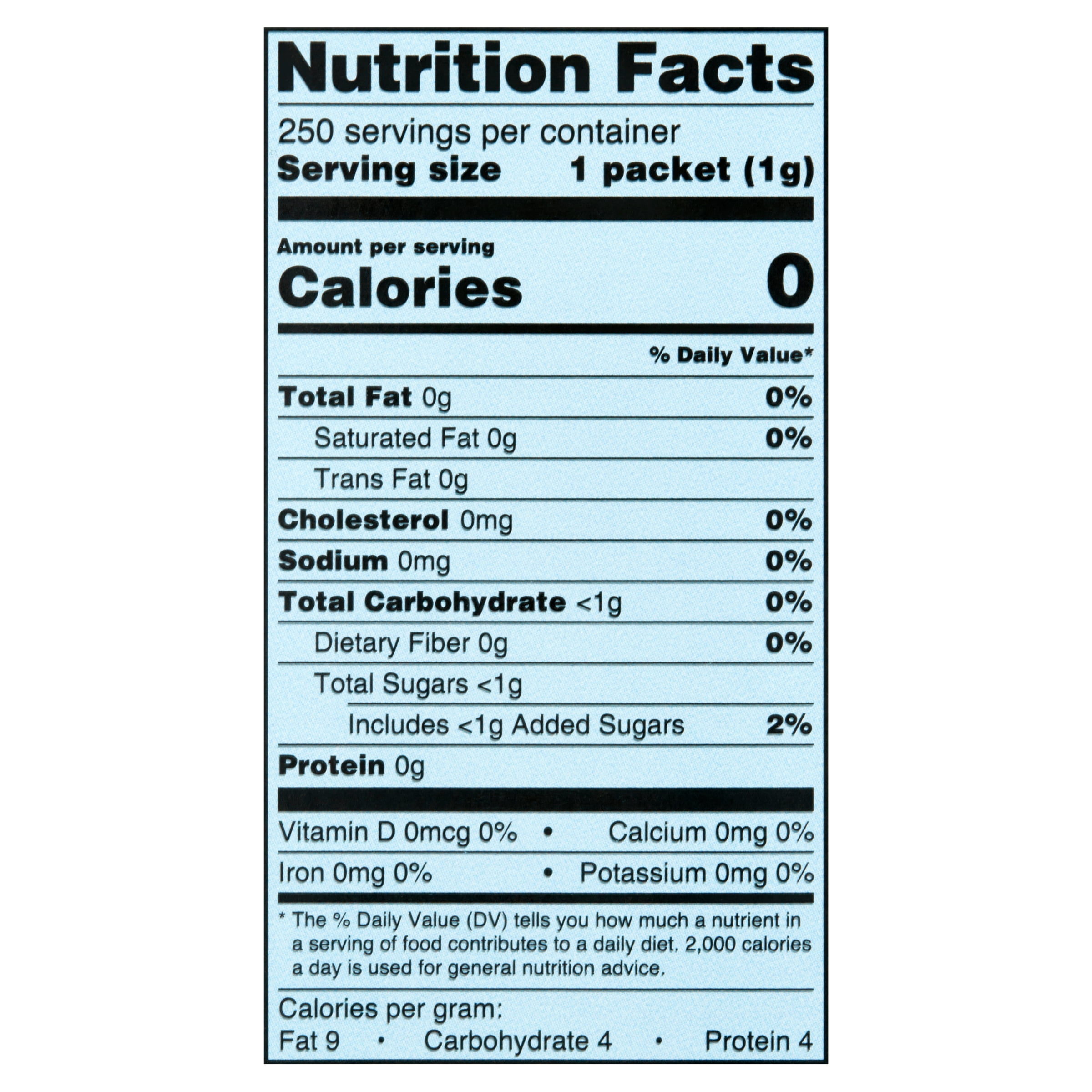 Great Value No Calorie Sweetener, 8.82 oz, 250 Count