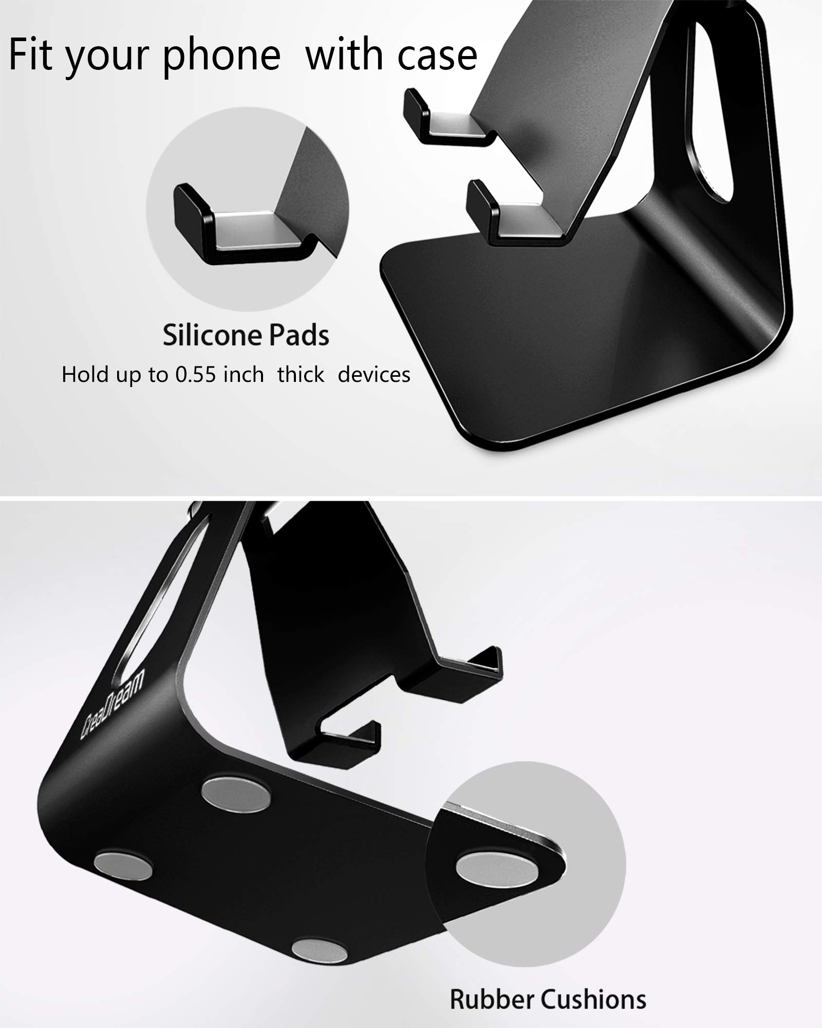 CreaDream Adjustable Aluminum Cell Phone Stand, Black photo 2