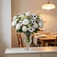 thumbnail image 5 of Artificial Flower Bouquet Mixed Floral Hand Tied Roses Hydrangea Chrysanthemum for Vase Home Wedding Party Living Room Dining Table Decor, 5 of 6