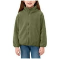 thumbnail image 3 of Xdegoge Fleece Lined Jacket for Girls Full Zip Stand Collar Jackets Casual Lightweight Sport Coat Fashion Fall Winter Warm Color Block Outerwear with Pockets Size 2-12, 3 of 7