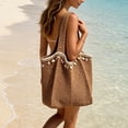 thumbnail image 5 of Luvior Women’s Knitted Hollow Beach Tote – Large Capacity Woven Shoulder Bag, Breathable Casual Travel Purse for Summer Khaki, 5 of 5