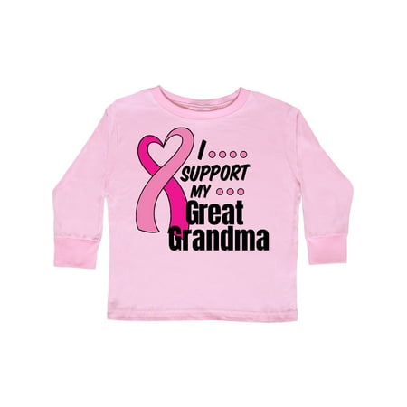 

Inktastic Breast Cancer Awareness I Support My Great Grandma Gift Toddler Boy or Toddler Girl Long Sleeve T-Shirt