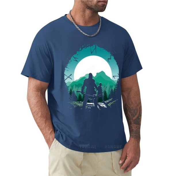 Camiseta de Kratos e Hijo para hombre camisa con cuello redondo gráfico de gato informal con estilo Verano