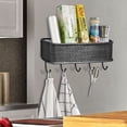 thumbnail image 3 of Key Holder for Wall, Wall-Mounted Mail Organizer with 5 Hooks, Decorative Retro Hanging Organizer Rustic Farmhouse Decor for Entryway - Black, 3 of 7