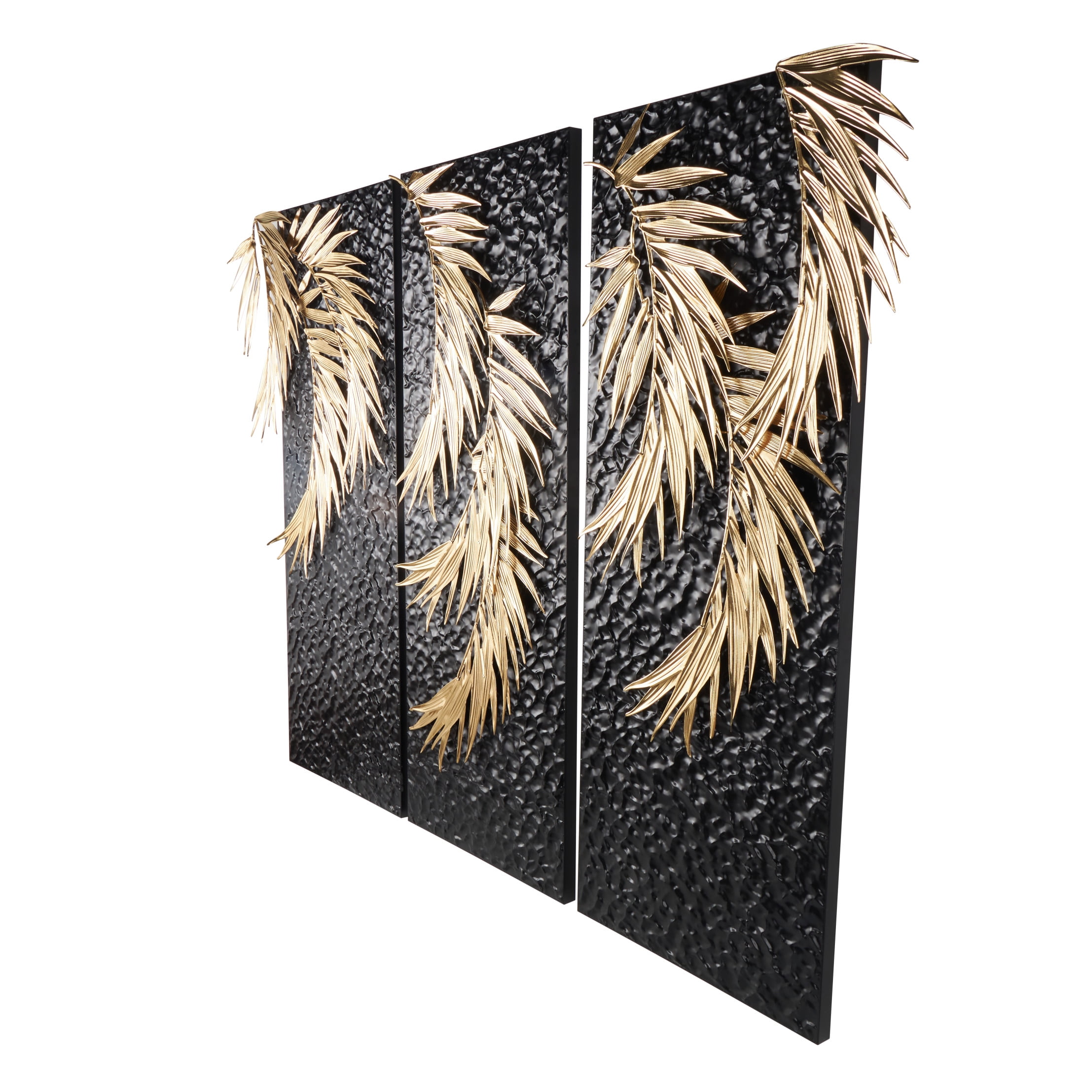 DecMode Black Metal Abstract Wall Decor with Gold Accents (3 Count)