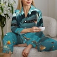 thumbnail image 5 of KLL Realistic Ocean Shark Print Women's Long Sleeve Pajamas with Pants Sleepwear Loungewear 2 Set-Small, 5 of 7
