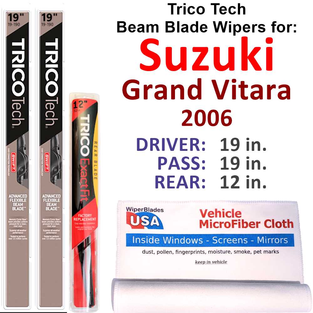 2006 Suzuki Grand Vitara Beam Blade Wipers (Set of 3) w/Rear Wiper