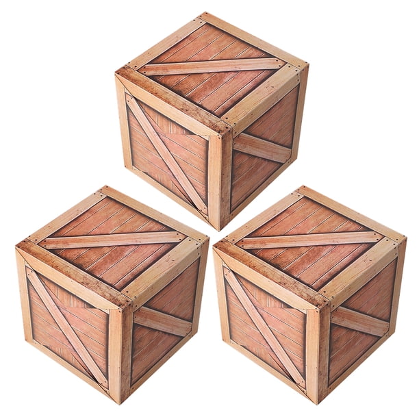 3 cajas de decoración para fiesta temática del oeste vaquero, centro de mesa de madera simulada, suministros para fiesta temática del oeste, decoración de granja