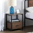 thumbnail image 3 of VECELO 2 Tiers Nightstand with Drawer, Square End Side Table for Hallway, Bedroom, Living Room, Small Space, Night Stand with Open Shelf, Coffee, 3 of 8