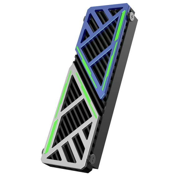 WAVLINK M.2 SSD Heatsink 880X, 2280 NVMe/SATA SSD Heatsink for PC/PS5/mATX/MiniATX,  High-Performance SSD Cooler with Dual Thermal Silicone Pads, 3mm Adjustable Height, Aluminum Alloy, Mech-Inspired