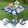 thumbnail image 4 of Blue White Tie Dye Mandala Pattern Square Fitted Tablecloth with Elastic Edge,Square Table Cover,Washable Elastic Table Cover for Home Kitchen Party Decor 34"x34", 4 of 6