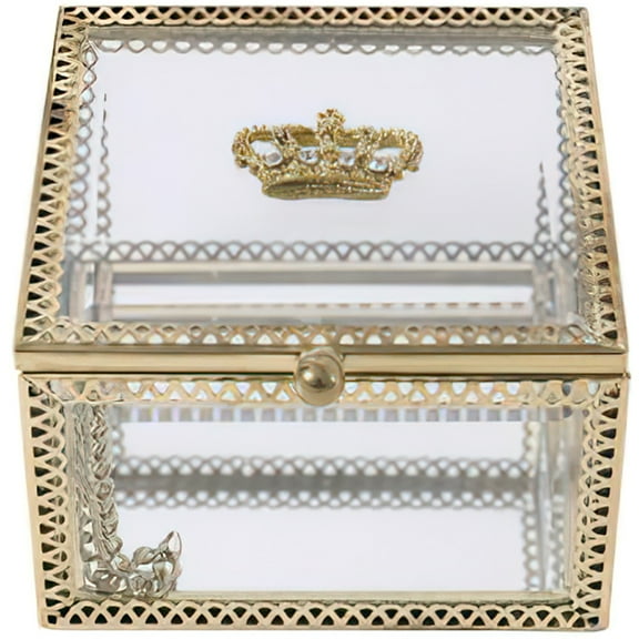 Golden Glass Jewelry Box for Storage Use Chic and Exquisite Perfect as Gifts or Decorative Box