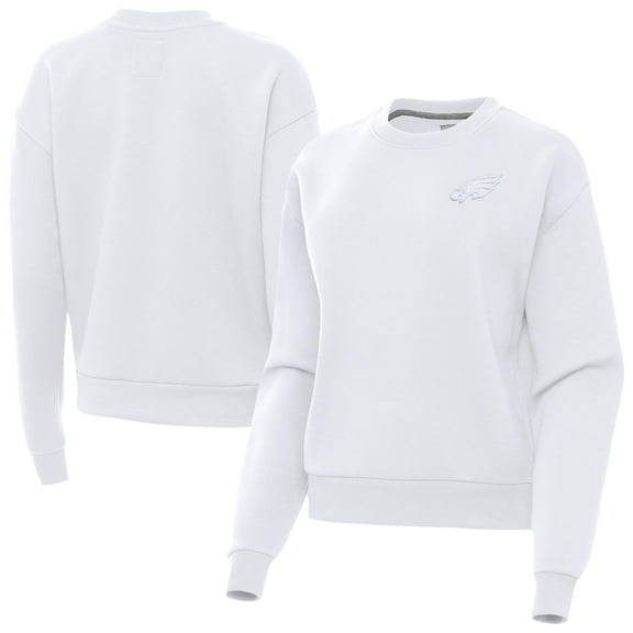 Women's Antigua  White Philadelphia Eagles Victory Crew Pullover Sweatshirt