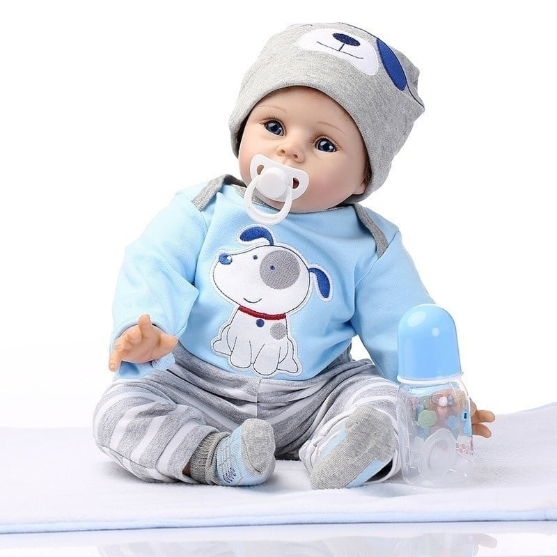 Reborn Toddler Dolls 22'' Handmade Lifelike Baby Silicone Vinyl Boy Doll 