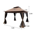 thumbnail image 6 of 11 x 11 Outdoor Gazebo with 4 Sandbags, Segmart Pop Up Gazebo Canopy with Mosquito Netting Patio Tent Backyard Canopy with 2-Tiered Vented Top, Brown, 6 of 7