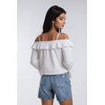 thumbnail image 2 of Forever 21 WGA Spagheti Strap Off Shoulder Button Front Blouse /W Ruffle Neckline, Color-White, Size-L, 2 of 5