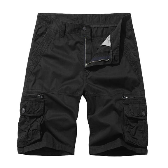 Men's Shorts Cargo Big and Tall Knee Length Cargo Shorts Relaxed Fit Breathable Fabric Summer Shorts with 4 Pockets Black,XXXL