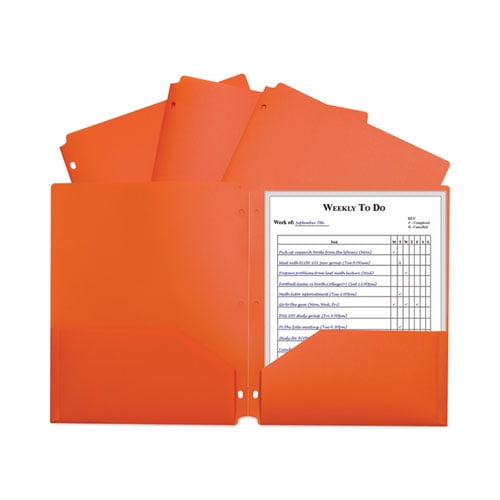 Two-Pocket Heavyweight Poly Portfolio Folder, 3-Hole Punch, 11 x 8.5, Orange, 25/Box Two-Pocket Heavyweight Poly Portfolio Folder, 3-Hole Punch, 11 x 8.5, Orange, 25/Box