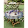 thumbnail image 5 of Outdoor Tablecloth with Umbrella Hole Zipper Purple Floral Round Tablecloth 60" Waterproof Outside Table Cloth Blue Butterfly Flower Modern Graffiti Art Patio Table Cover Tablecloths for Picnic Party, 5 of 8
