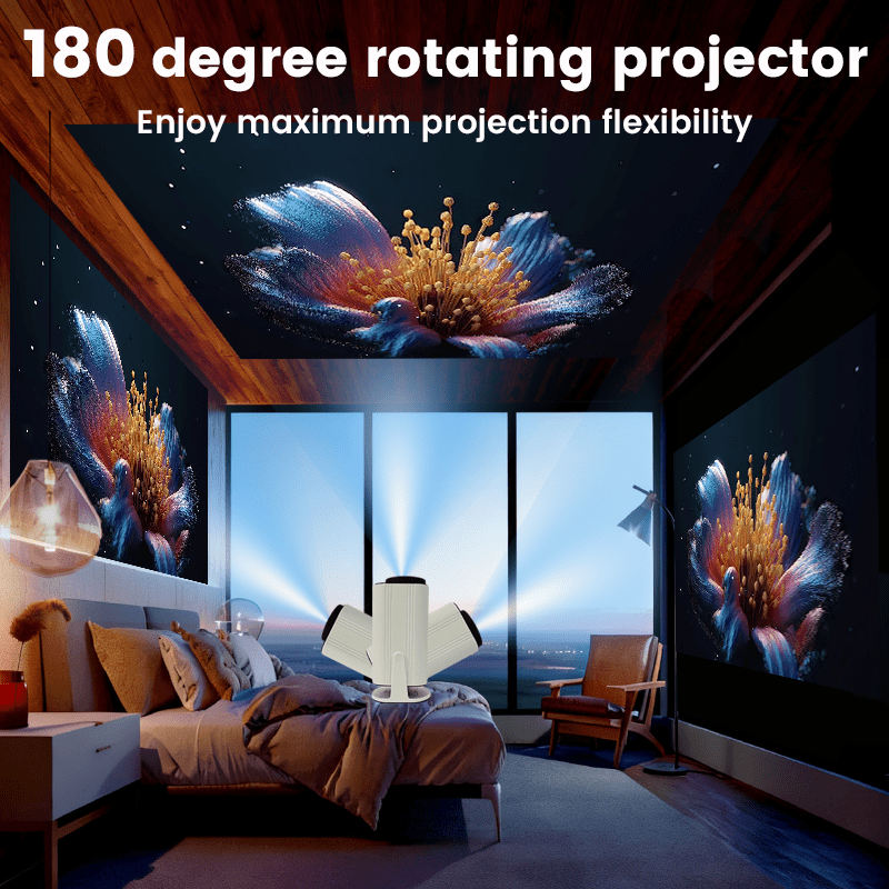 Mini Portable Projector, 1080P Smart Projector Android 11, 60W High Brightness for Daytime Use, WiFi HDMI/USB, 180° Rotation Home/Outdoor Projector