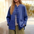 thumbnail image 2 of Women's Oversized Tshirts Mandarin Collar Frog Button Long Sleeve Top Long Sleeve Shirts for Women, 2 of 7