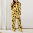 thumbnail image 2 of Honeii Sunflowers print Women's Pajama Sets Long Sleeve Button Down Sleepwear Nightwear Soft Pjs Lounge Sets-X-Large, 2 of 7