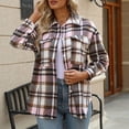 thumbnail image 5 of Lindreshi Long Sleeve Shirts for Women Fashion Women Plaid Printing Cardigan Button Coat Blouse Outwear Shirts Outwear, 5 of 6