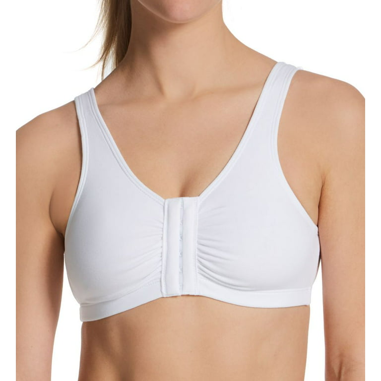 Women's Bestform 5006014 Comfort Cotton Blend Front Close Sports Bra (White  36)