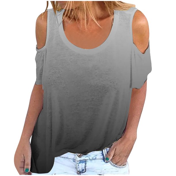 Elegante mujer cuello redondo impresión manga corta camiseta blusa Tops sudadera OAVQHLG3B Store lin121212