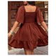thumbnail image 2 of Vestido Verdusa Western Boho Floral Fluido Marrón XXL Talla Grande, 2 of 5