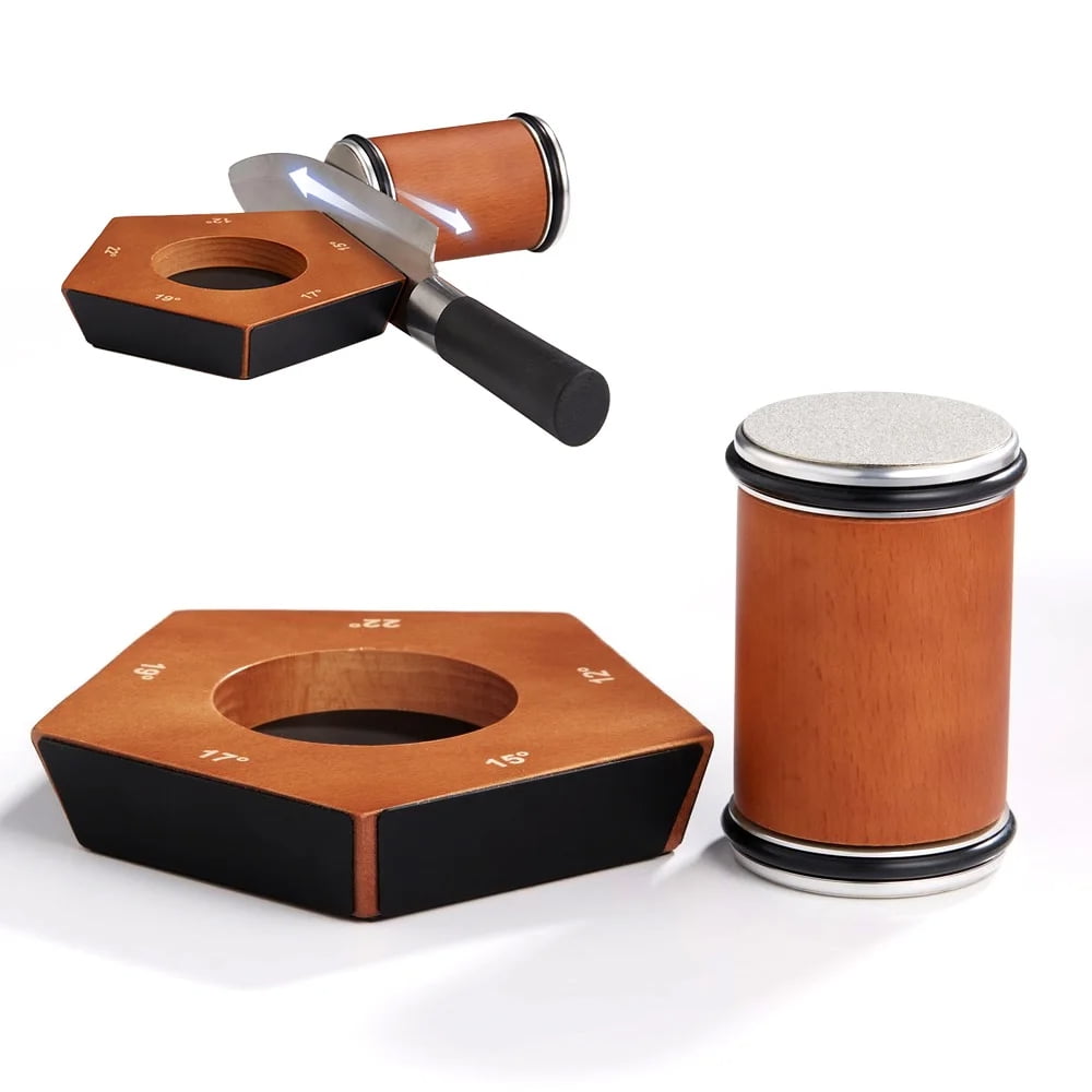 Akatsuki Rolling Knife Sharpener Kit 15°-22°Diamond #1000/#400 Tumbler Sharpening Stone for Kitchen Knife,with Finger Guard and Glove