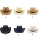 thumbnail image 4 of Qarigey Sombrero de paja de vaquero de verano para mujer, sombrero de playa de ala ancha para hombre, gorra de protección solar tejida a mano, Sombreros Caqui M (56-58 cm), 4 of 6