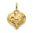 thumbnail image 3 of Real 14kt Yellow Gold Polished Basket Weave Pattern 3-D Heart Pendant; for Adults and Teens; for Women and Men, 3 of 4