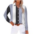 thumbnail image 2 of DAFPZW Womens Button Down Casual Shirts Color Block Striped Blouse Tops Long Sleeve Collar Shirt Dressy Work Outfits Clothing, 2 of 4